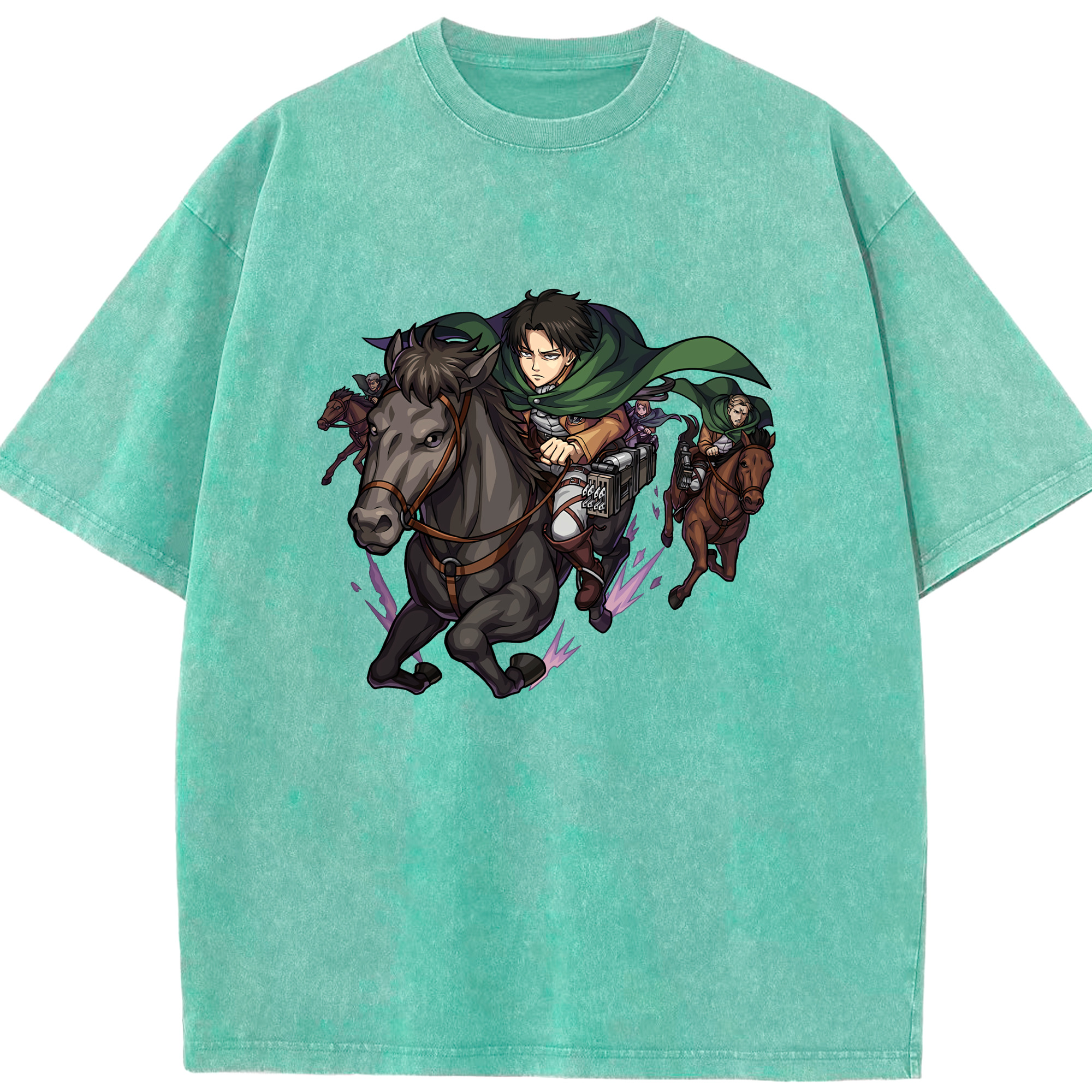 （画像用） 進撃の巨人 リヴァイ·アッカーマン Attack on Titan Levi Ackerman 綿100% ヴィンテージ風 半袖Tシャツ（フロントプリント）